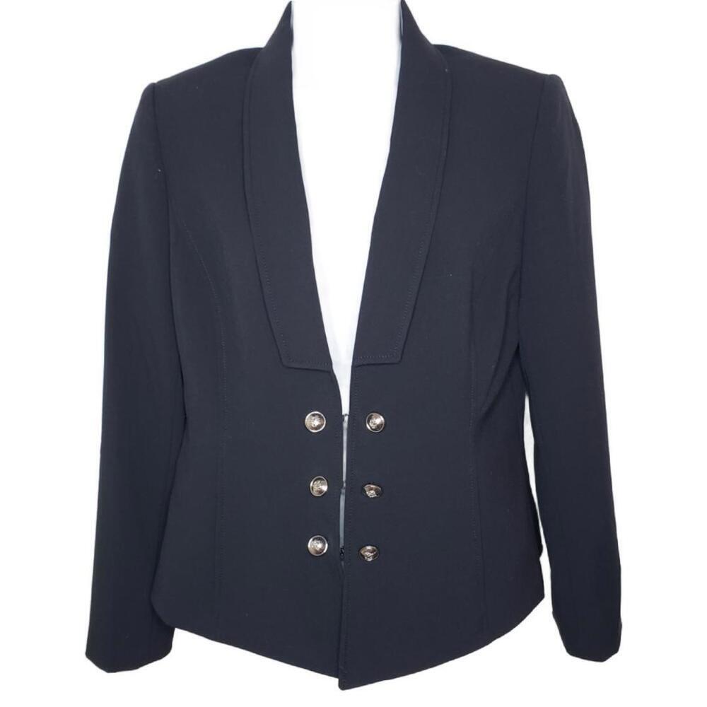 Tahari ASL Women's Sz 6P Navy Ponte-Double-Breasted Blazer